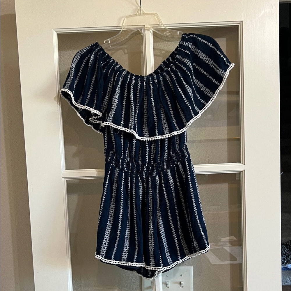 Lulu's Navy and White Striped Jumpsuit - Picture 1 of 10